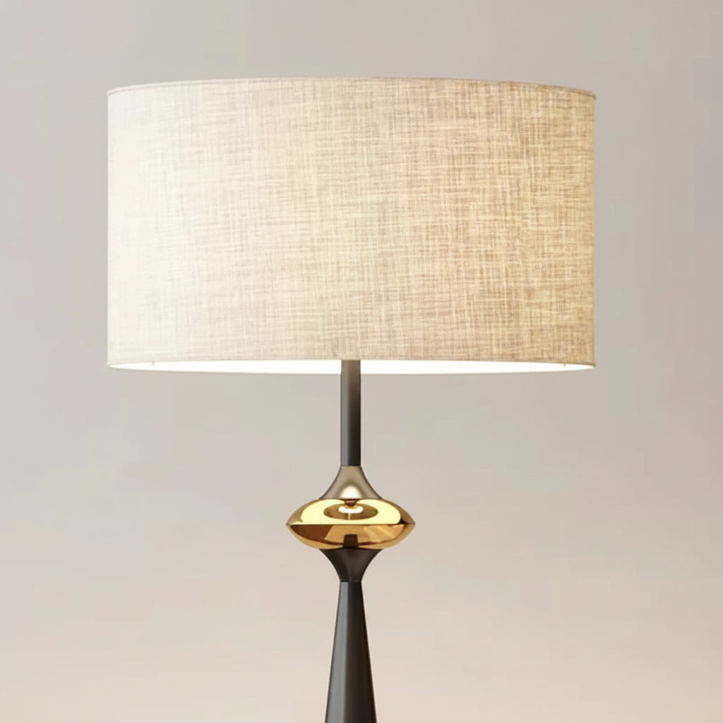 French Medieval Fabric Walnut LED Floor Lamp for Bedroom Living Room and Apartment