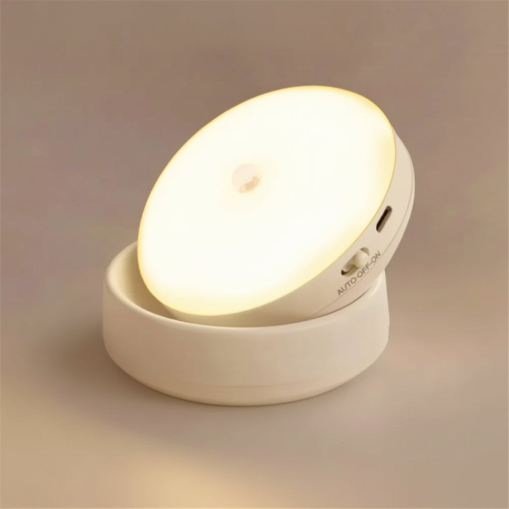 Rechargeable Motion Sensor LED Night Light with 360° Rotating Magnetic Mount for Kitchen and Bedroom