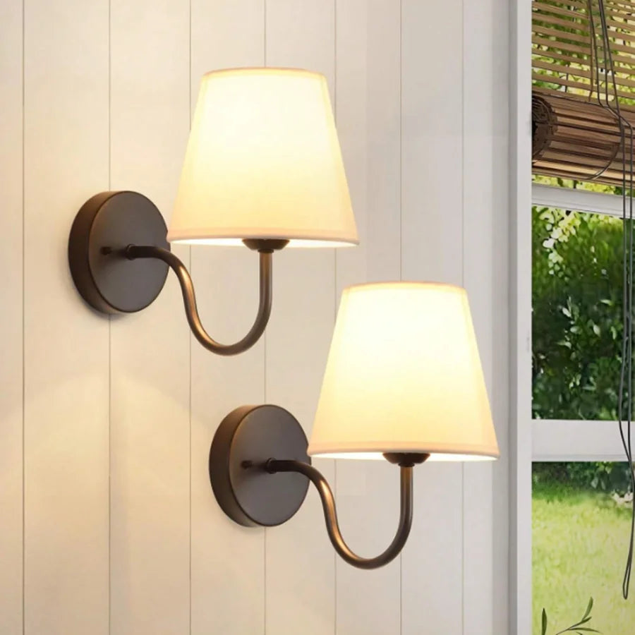 Nordic Fabric Wall Sconce Lamp for Bedroom Living Room and Hallway