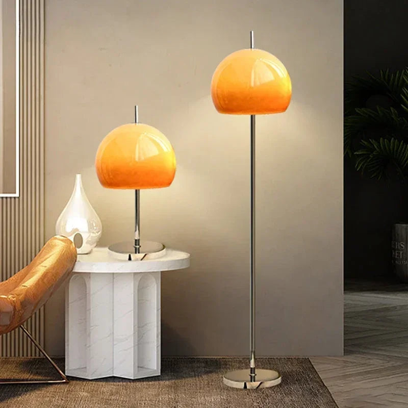 Vintage Bauhaus Stained Glass Mushroom LED Floor Lamp for Living Room and Bedroom