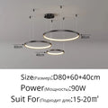 Black Rings Simple Style Modern Pendant Light Minimalist Chandelier Living Room Restaurant Dimmable Remote Lamp Home Decoration