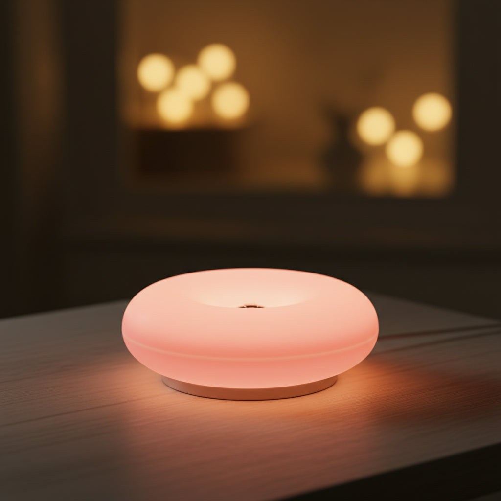 Donut Wall Lamp LED Rechargeable Touch Dimmable Decorative Plastic Ambient Light for Bedroom Office