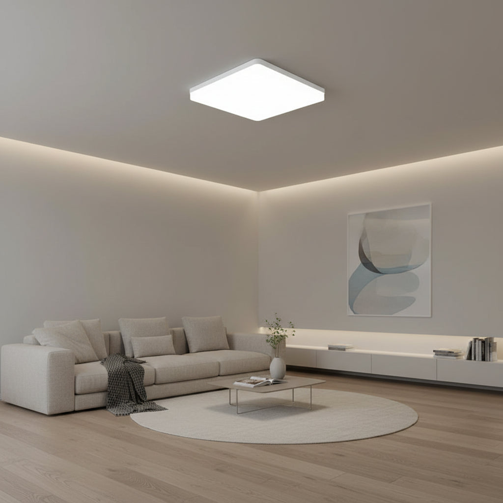Square LED Ceiling Lamp with 3-Color Temperature for Bedroom and Living Room