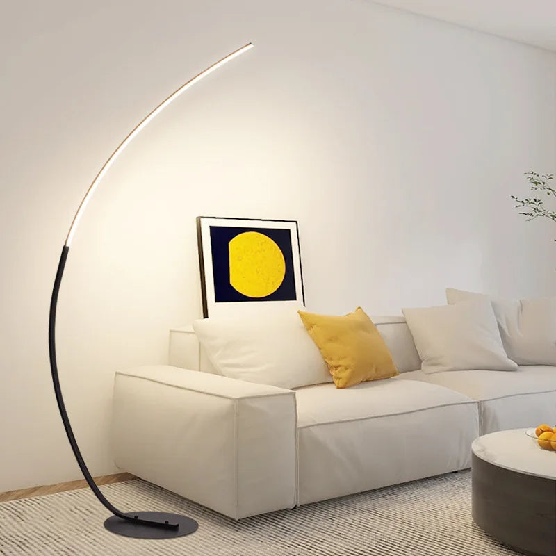 Nordic LED Corner Floor Lamp in Black and White for Living Room and Bedroom