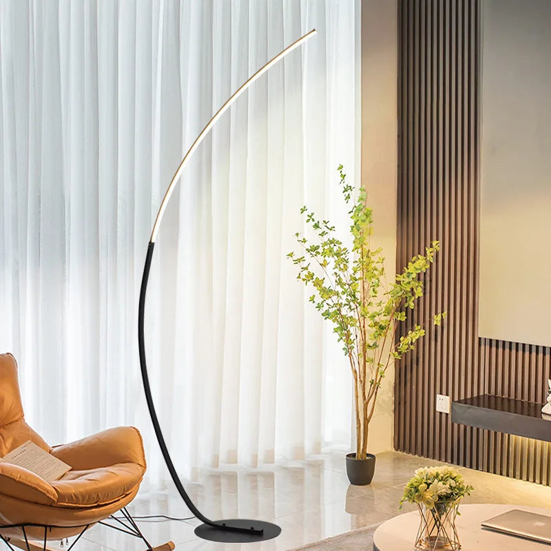 Nordic LED Corner Floor Lamp in Black and White for Living Room and Bedroom