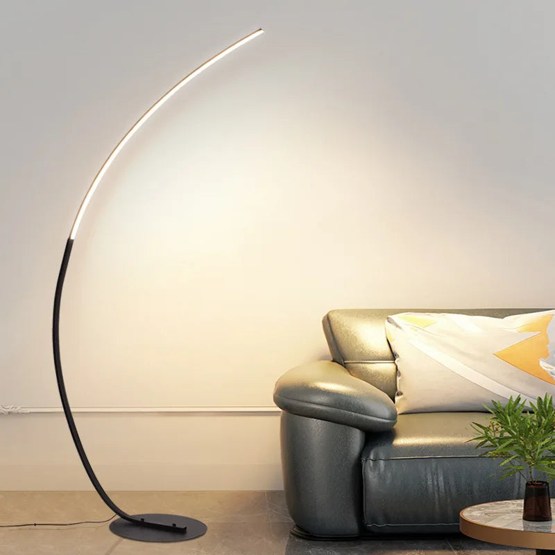 Nordic LED Corner Floor Lamp in Black and White for Living Room and Bedroom