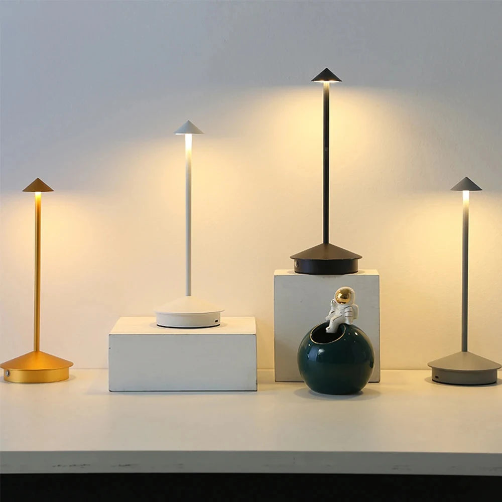 Rechargeable Touch LED Table Lamp with 3-Color Dimming for Restaurant Hotel and Bedroom