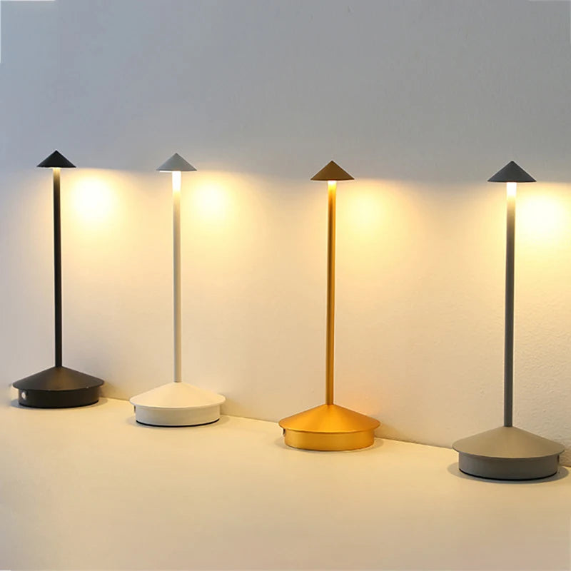 Rechargeable Touch LED Table Lamp with 3-Color Dimming for Restaurant Hotel and Bedroom