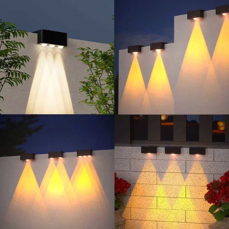 Solar Outdoor Wall Light IP65 Waterproof for Garden Fence Stairs and Pathway