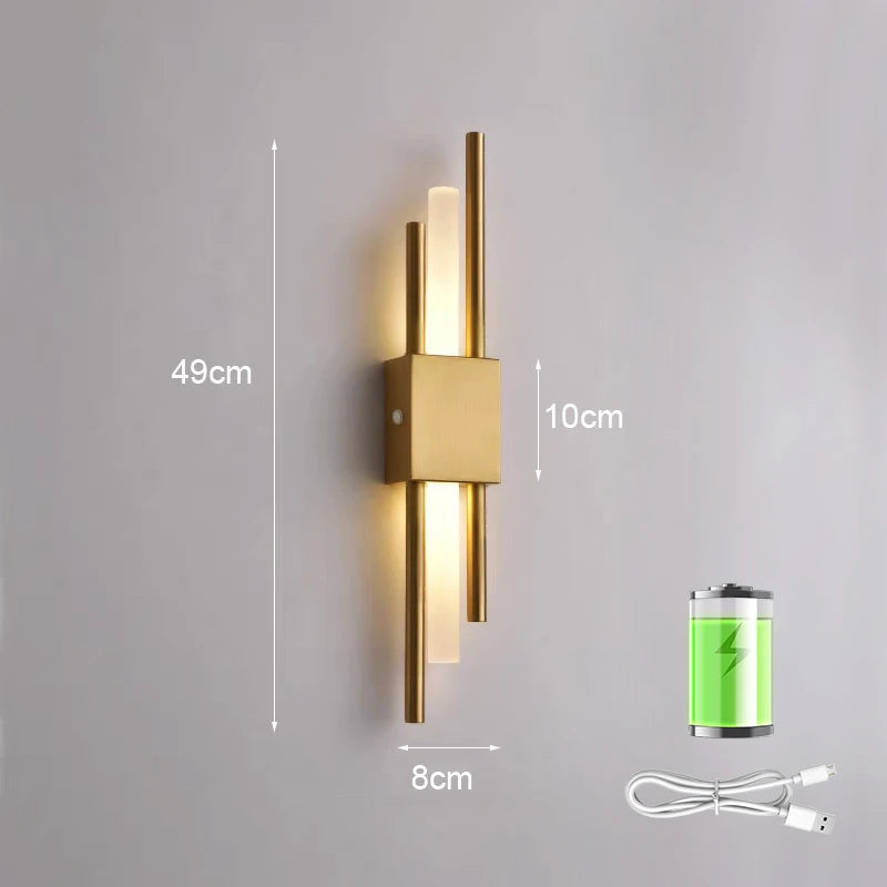 Nordic LED Wall Lamp Indoor Lighting Rechargeable Bedroom Bedside Living Room For Home Stairs Decoration Lamps Modern Wall Light