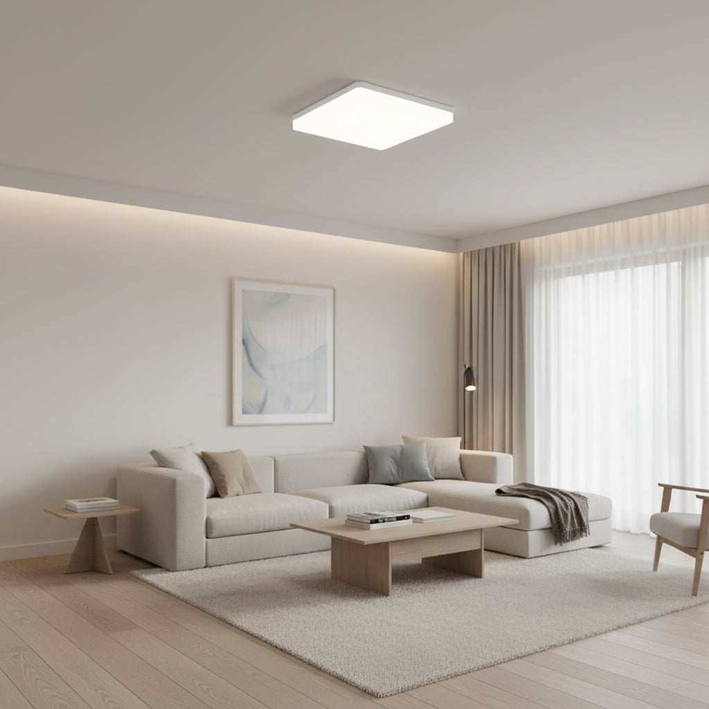 Square LED Ceiling Lamp with 3-Color Temperature for Bedroom and Living Room