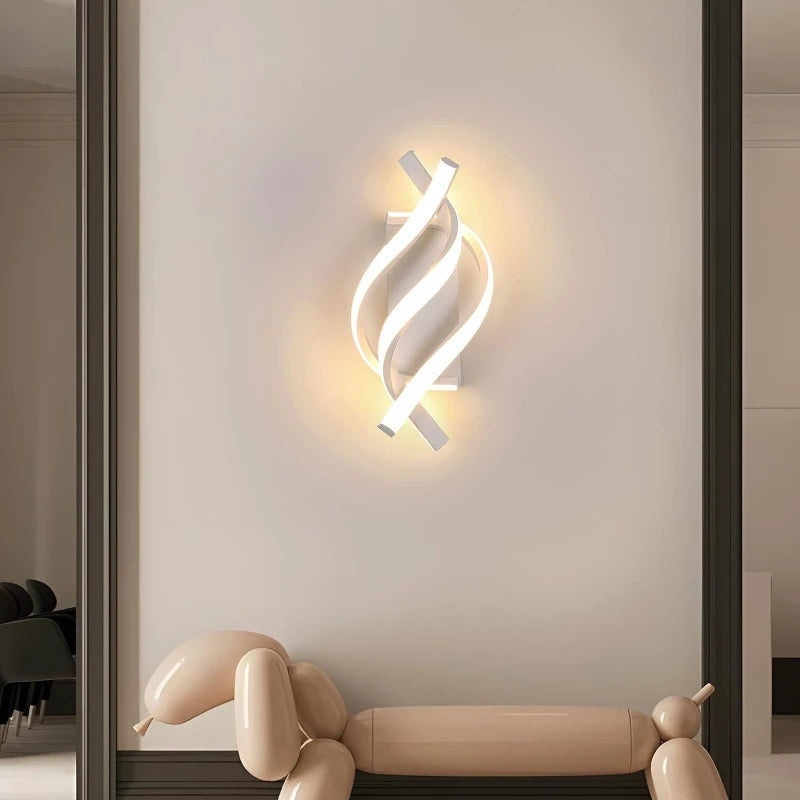 Curved Spiral Triple LED Wall Lamp for Bedroom Living Room and Corridor