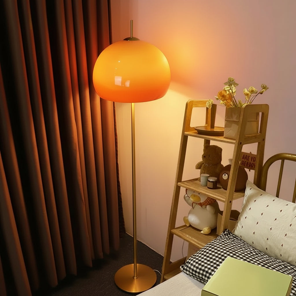 Vintage Bauhaus Stained Glass Mushroom LED Floor Lamp for Living Room and Bedroom
