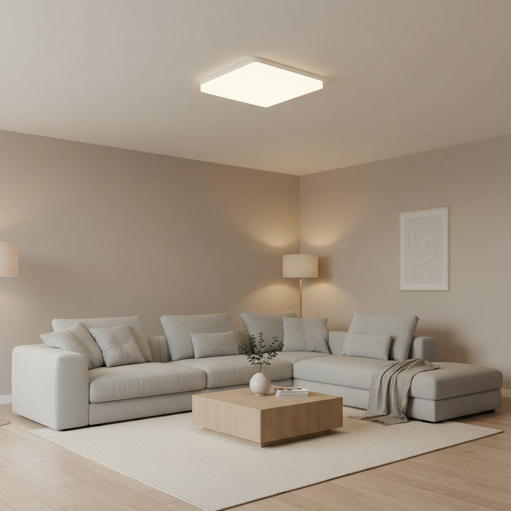 Square LED Ceiling Lamp with 3-Color Temperature for Bedroom and Living Room