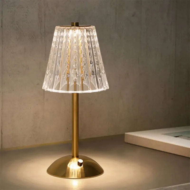 Diamond Crystal Touch LED Night Lamp with USB Charging for Bedroom Bedside
