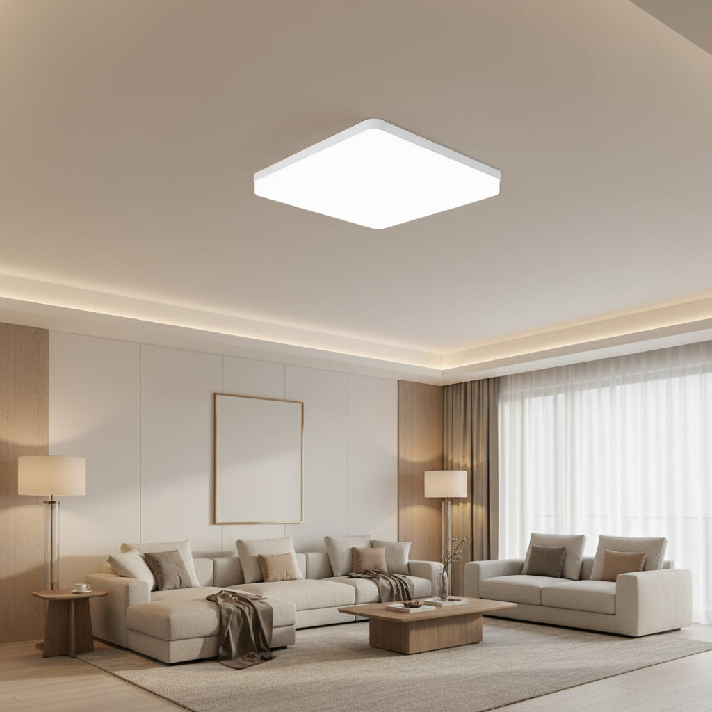 Square LED Ceiling Lamp with 3-Color Temperature for Bedroom and Living Room