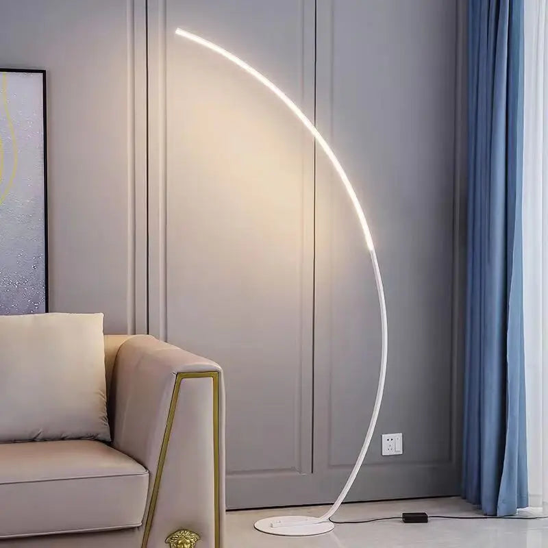 Nordic LED Corner Floor Lamp in Black and White for Living Room and Bedroom