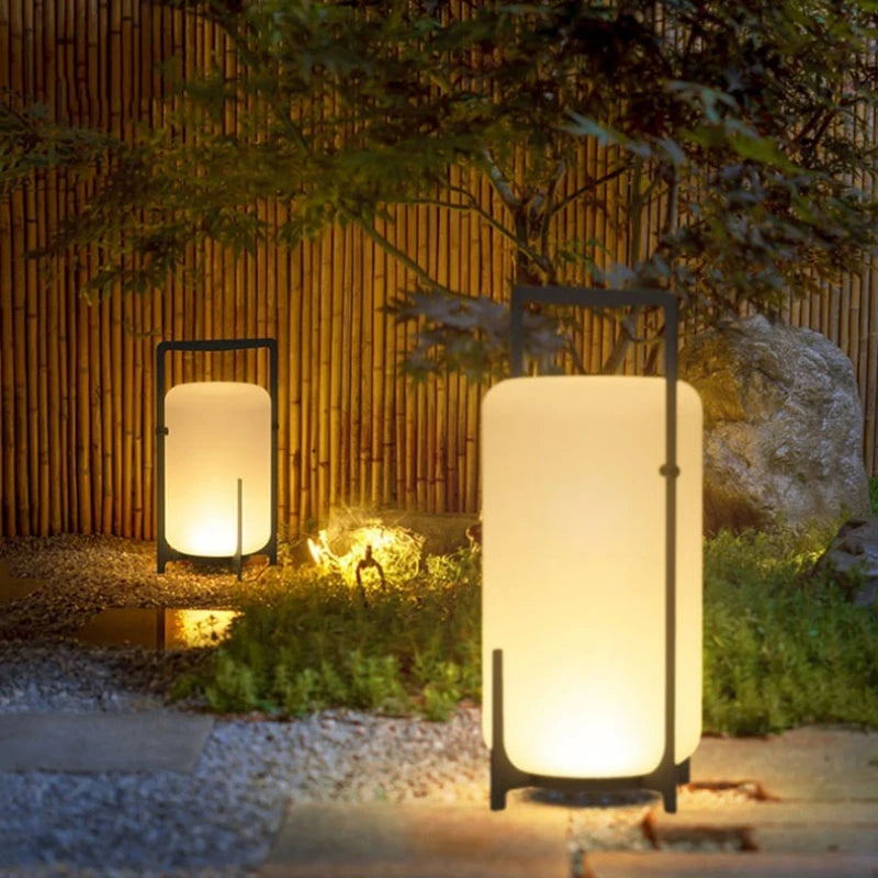 Modern LED Floor Lamp White Acrylic Black Metal Stand for Living Room Bedroom Garden Hotel Dining Room