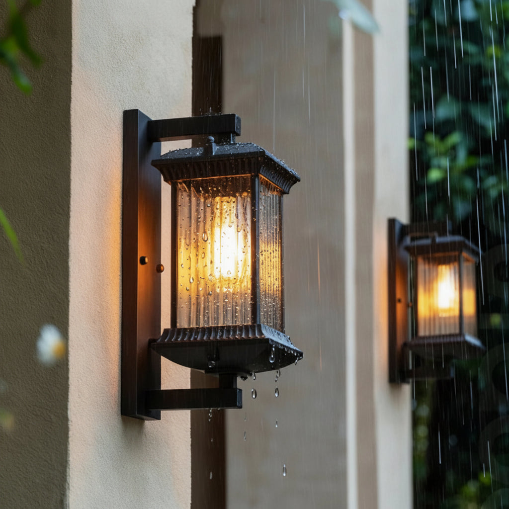 Retro Style IP65 Outdoor LED Wall Light in Black Aluminum for Garden and Porch