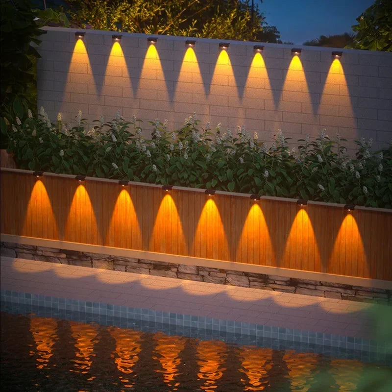 Solar Outdoor Wall Light IP65 Waterproof for Garden Fence Stairs and Pathway