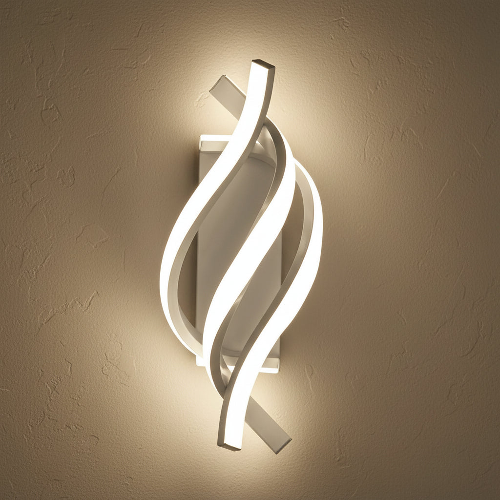 Curved Spiral Triple LED Wall Lamp for Bedroom Living Room and Corridor
