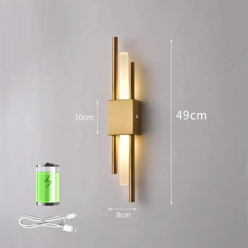 Nordic LED Wall Lamp Indoor Lighting Rechargeable Bedroom Bedside Living Room For Home Stairs Decoration Lamps Modern Wall Light