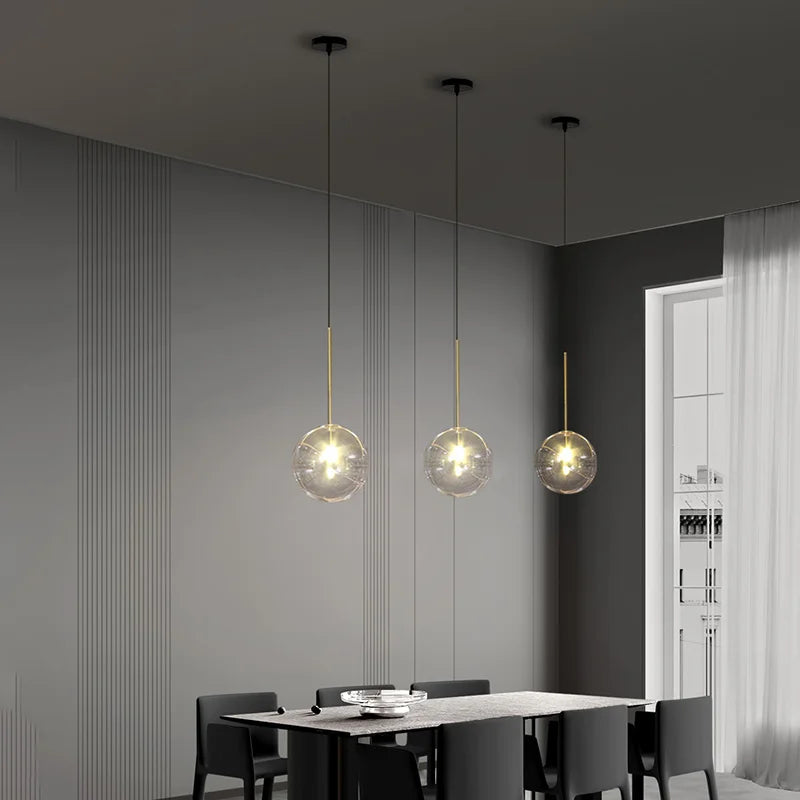 Nordic Modern Chandelier Pendant Lights Fixture Glass Ball Lampshade Bedroom Dining Room Hanging Lamp Restaurant Decor Lustre