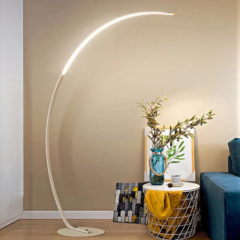 Nordic LED Corner Floor Lamp in Black and White for Living Room and Bedroom