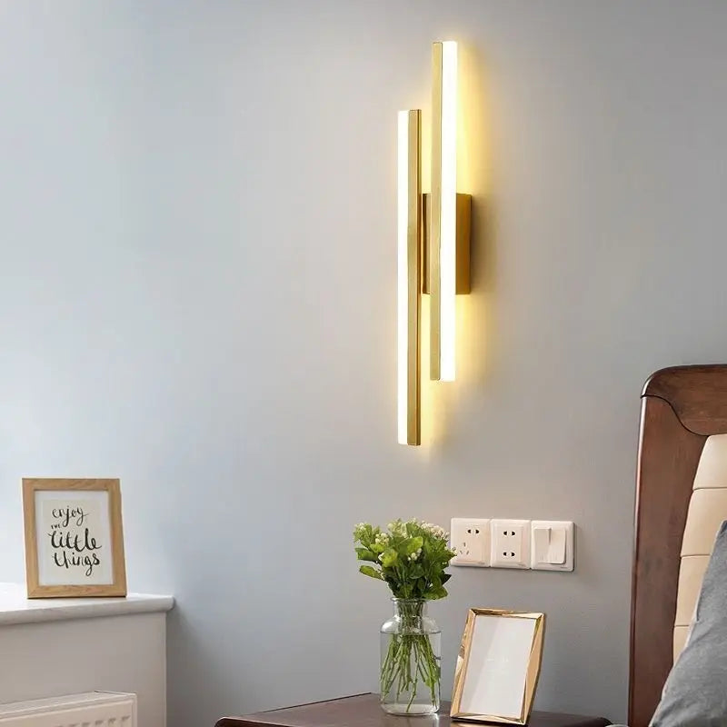 Modern Copper Pipe Acrylic LED Wall Sconce for Bedroom Living Room and Corridor