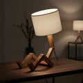 Wooden Robot Shape E27 LED Table Lamp Nordic Desktop Night Light for Study and Bedroom