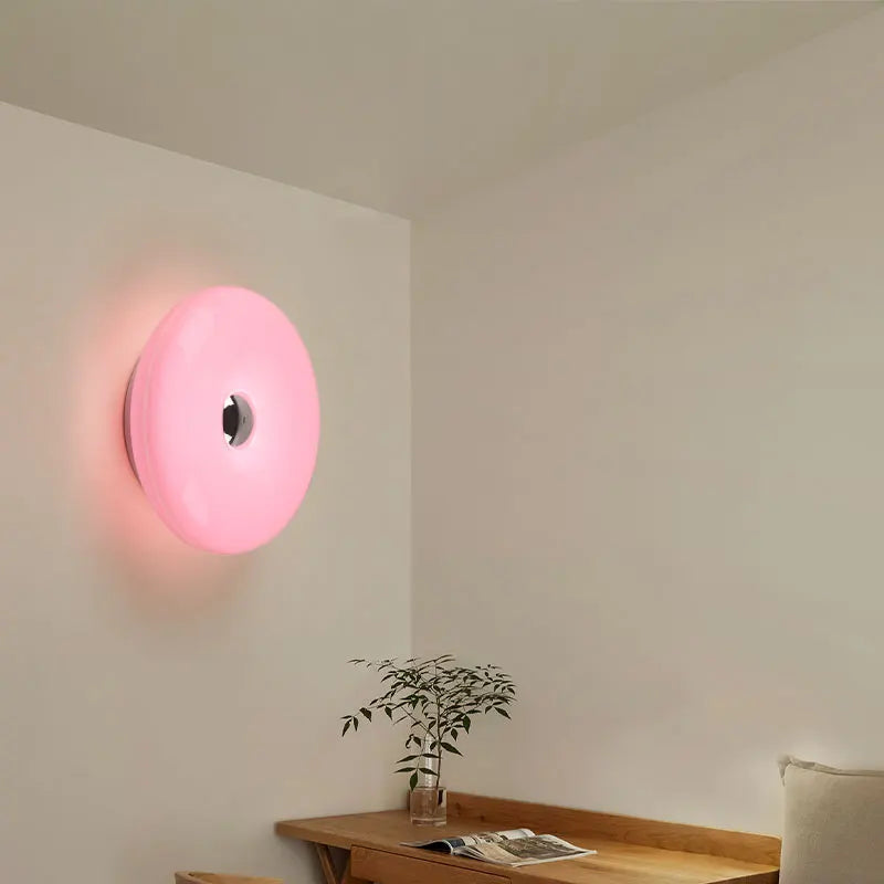 Donut Wall Lamp LED Rechargeable Touch Dimmable Decorative Plastic Ambient Light for Bedroom Office