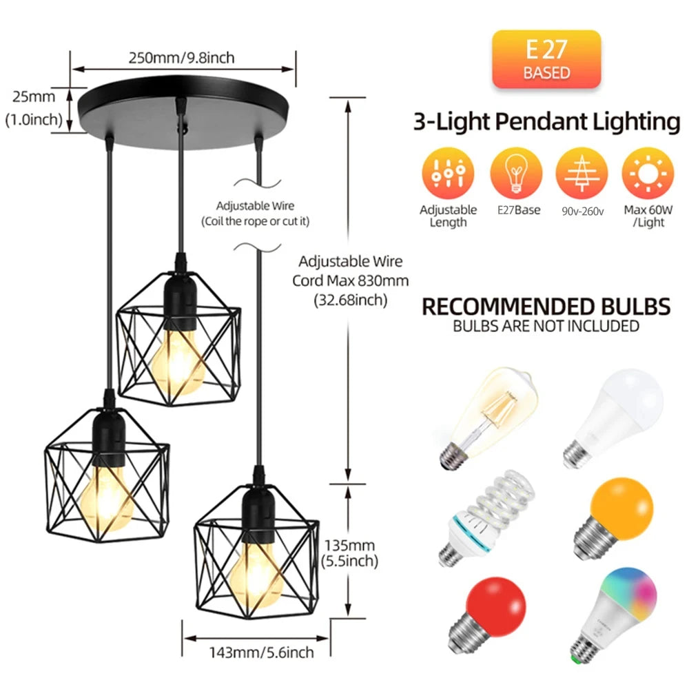 Vintage Chandelier Led Ceiling Lighting Nordic Style Hanging Lamp Dining Living Room Home Christmas Decor Pendant Light kitchen