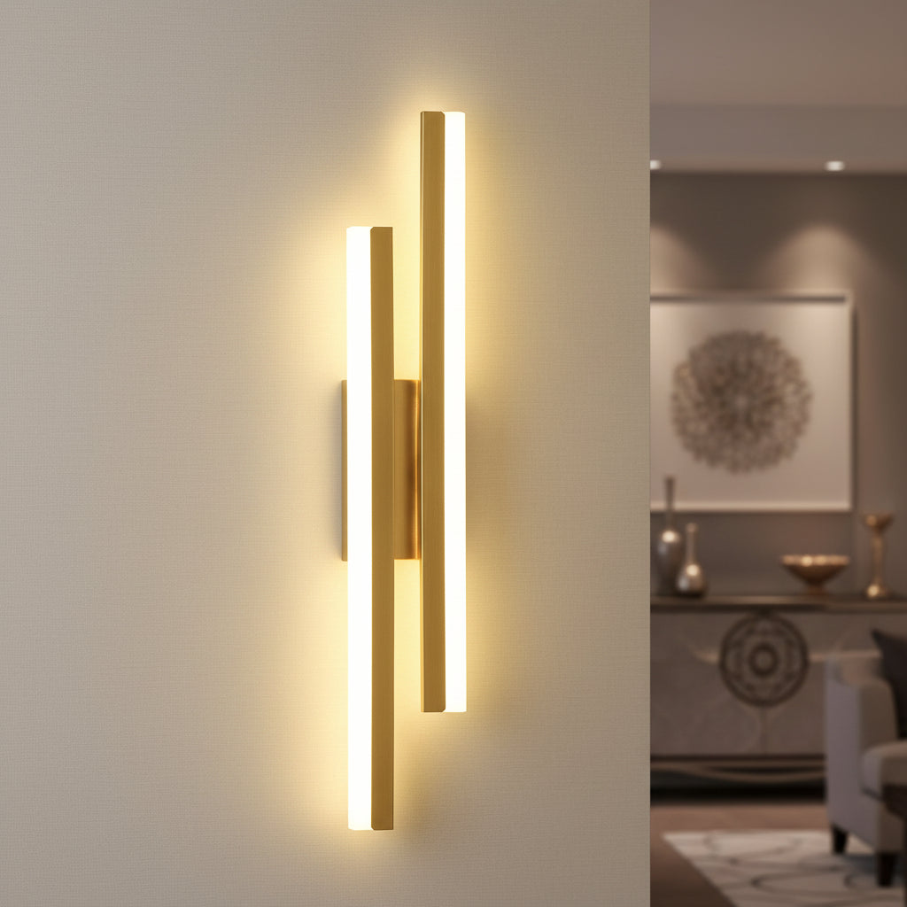 Modern Copper Pipe Acrylic LED Wall Sconce for Bedroom Living Room and Corridor