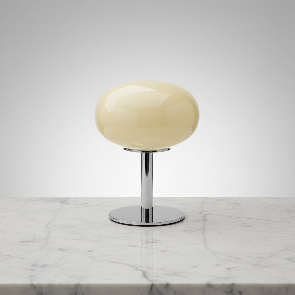 Macaron Glass LED Table Lamp with Trichromatic Dimming for Bedroom and Living Room
