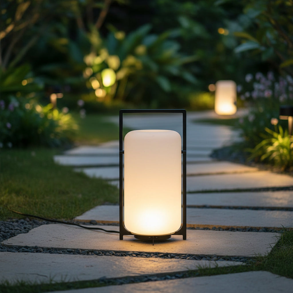 Modern LED Floor Lamp White Acrylic Black Metal Stand for Living Room Bedroom Garden Hotel Dining Room