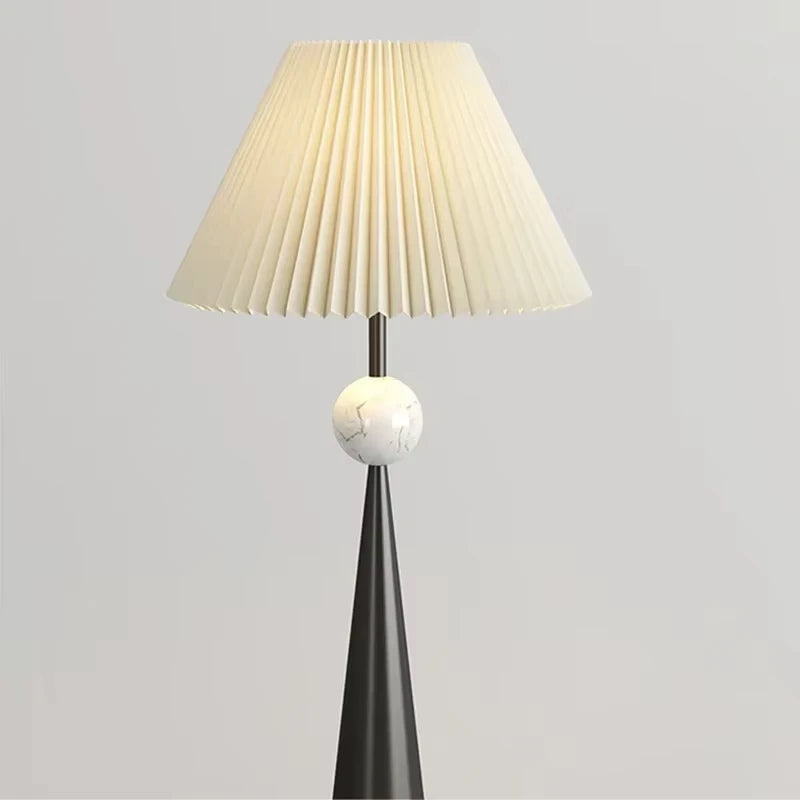 French Medieval Fabric Walnut LED Floor Lamp for Bedroom Living Room and Apartment