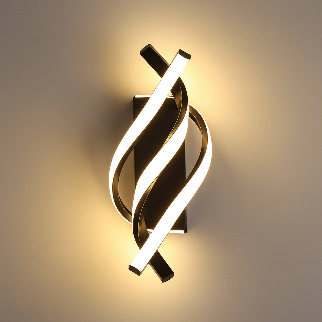 Curved Spiral Triple LED Wall Lamp for Bedroom Living Room and Corridor