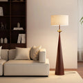French Medieval Fabric Walnut LED Floor Lamp for Bedroom Living Room and Apartment