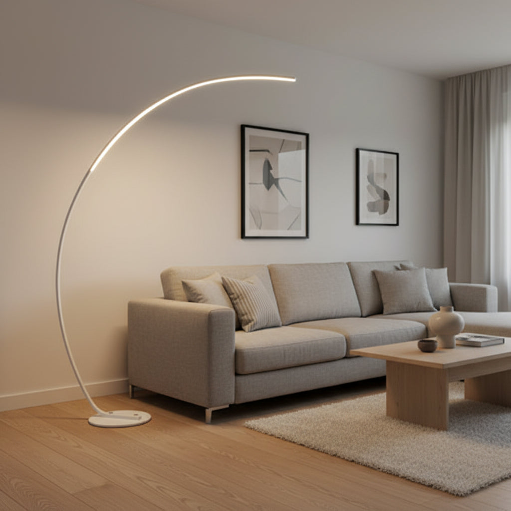 Nordic LED Corner Floor Lamp in Black and White for Living Room and Bedroom