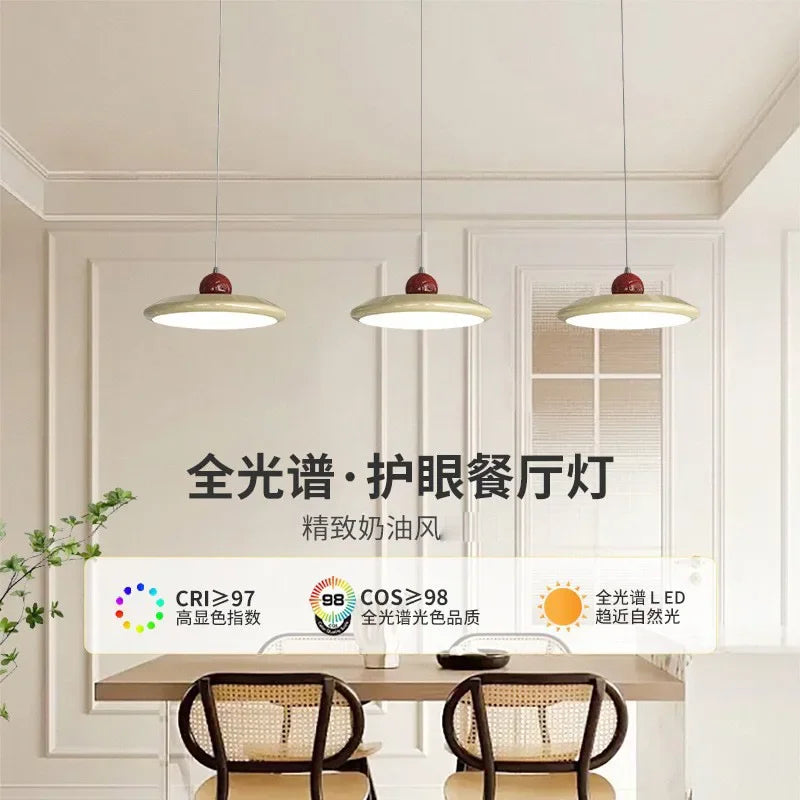Retro Flying Saucer Restaurant Lamp Iron Chandelier Led Nordic Creative Simple Cream Style Chandelier Home Decoration