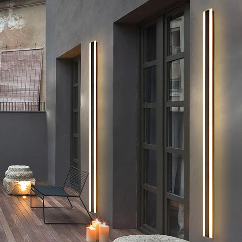 Modern IP65 Waterproof Long Strip LED Outdoor Wall Lamp for Garden and Porch
