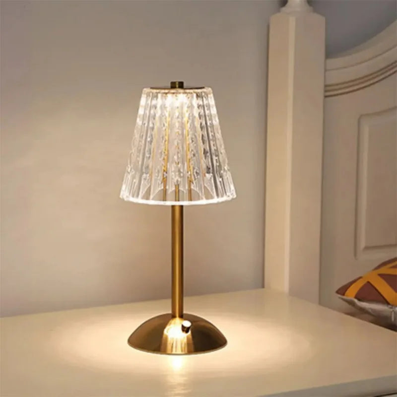 Diamond Crystal Touch LED Night Lamp with USB Charging for Bedroom Bedside