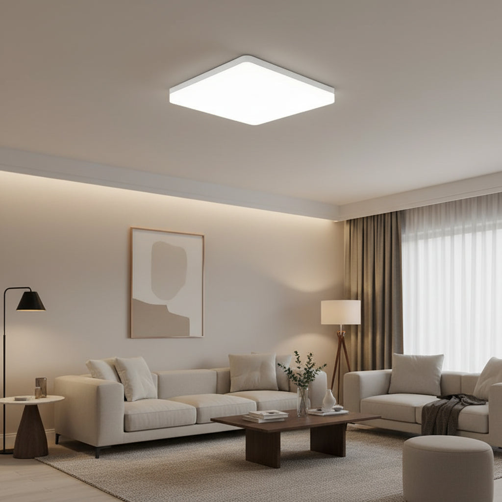 Square LED Ceiling Lamp with 3-Color Temperature for Bedroom and Living Room