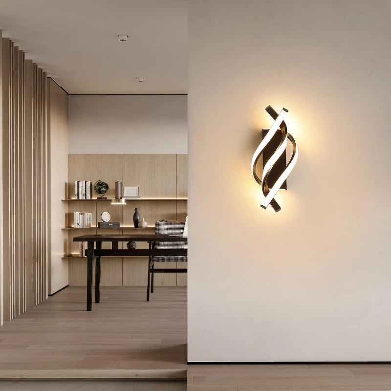 Curved Spiral Triple LED Wall Lamp for Bedroom Living Room and Corridor