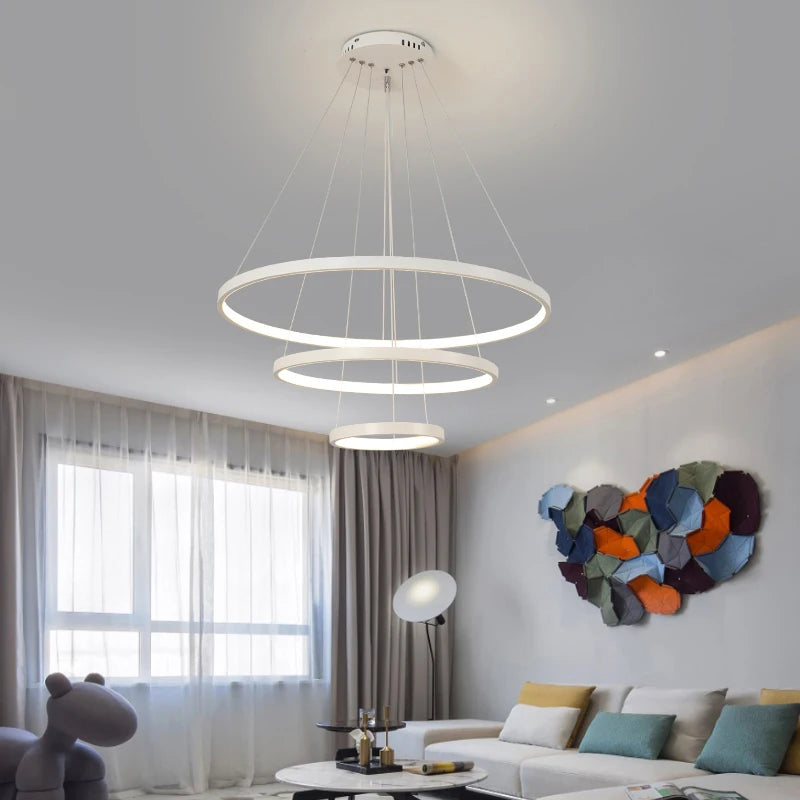 Modern Iron LED Ceiling Chandelier for Villa Living Room Bedroom and Dining Room