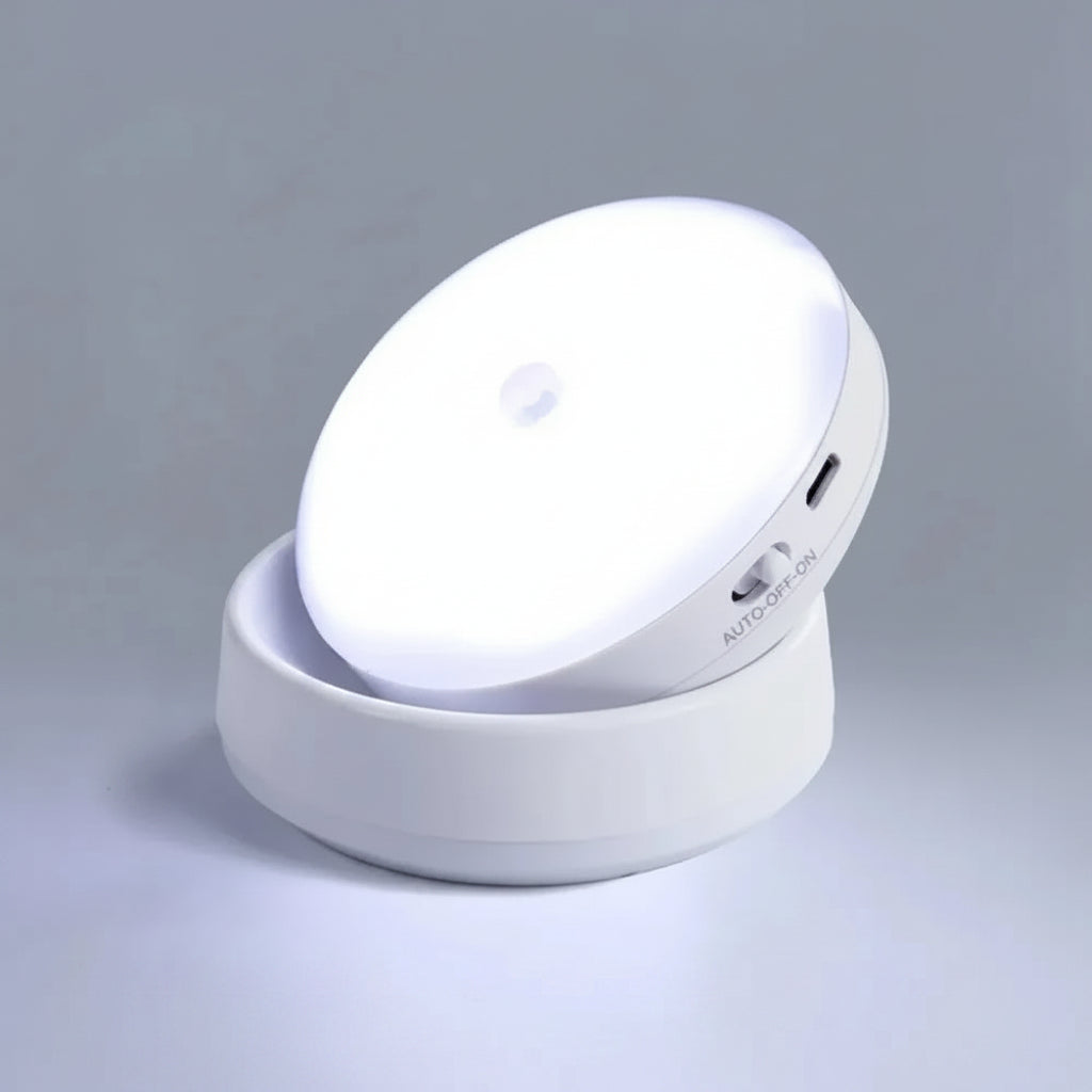 Rechargeable Motion Sensor LED Night Light with 360° Rotating Magnetic Mount for Kitchen and Bedroom