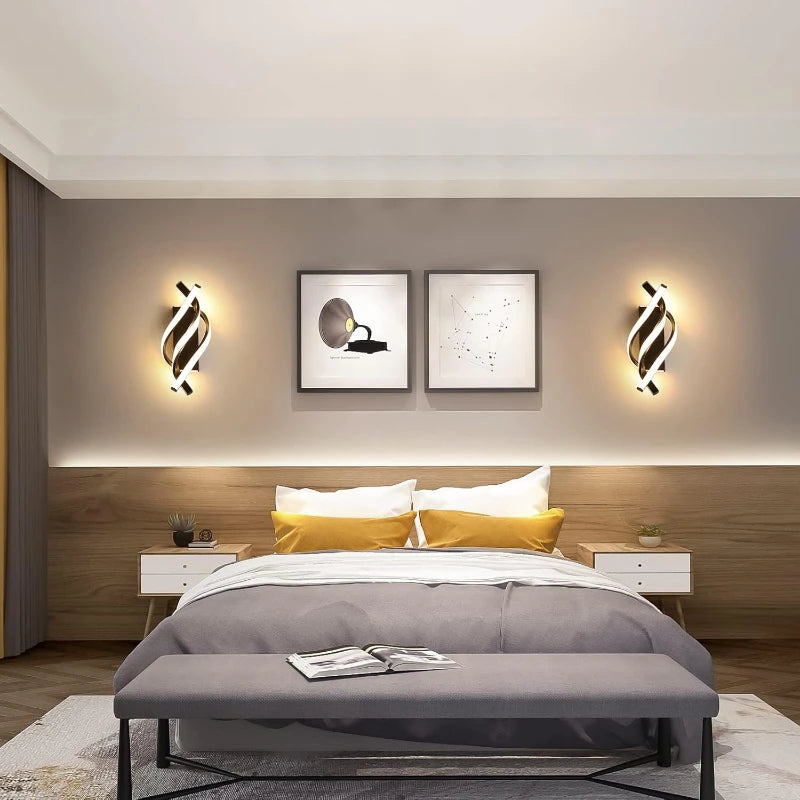 Curved Spiral Triple LED Wall Lamp for Bedroom Living Room and Corridor