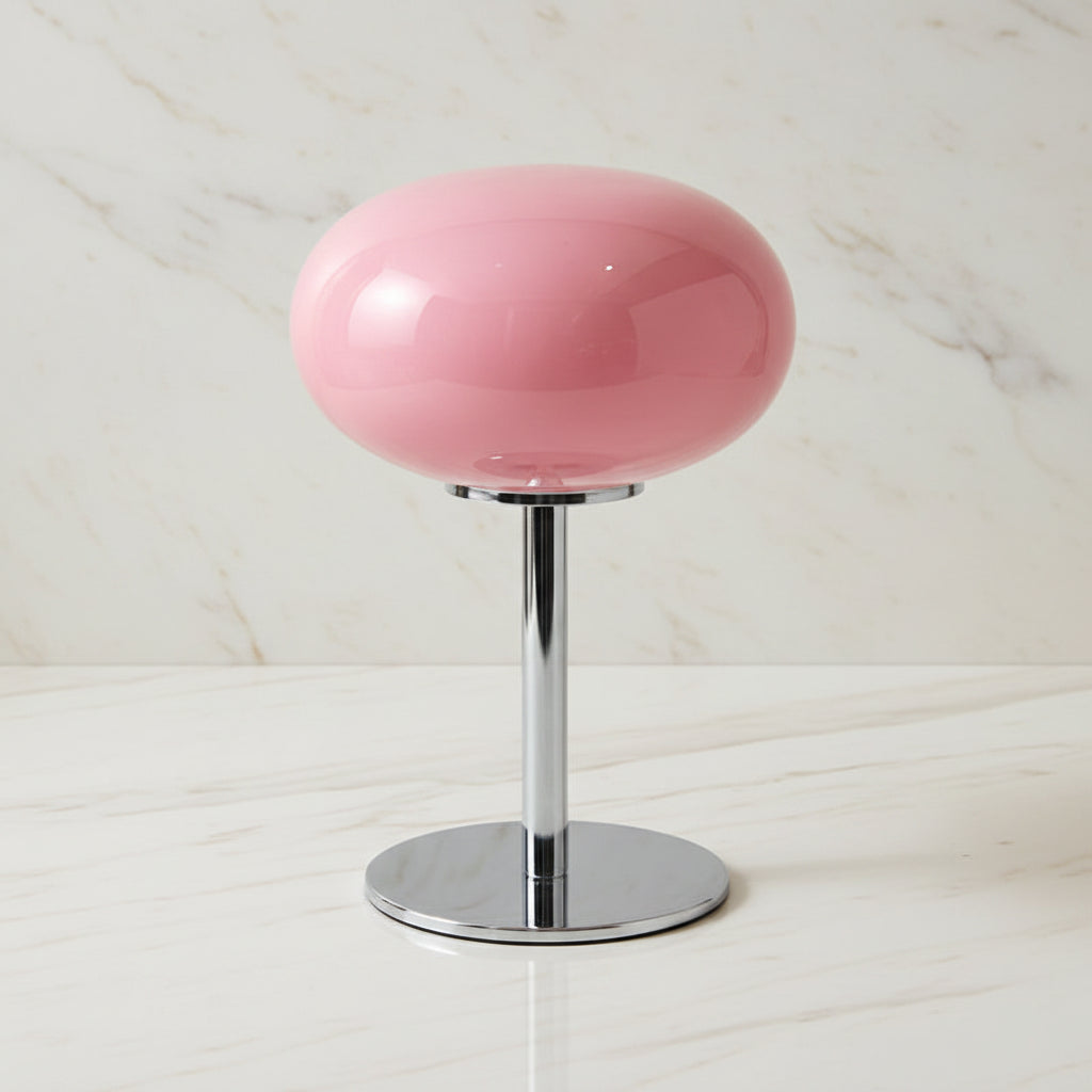 Macaron Glass LED Table Lamp with Trichromatic Dimming for Bedroom and Living Room