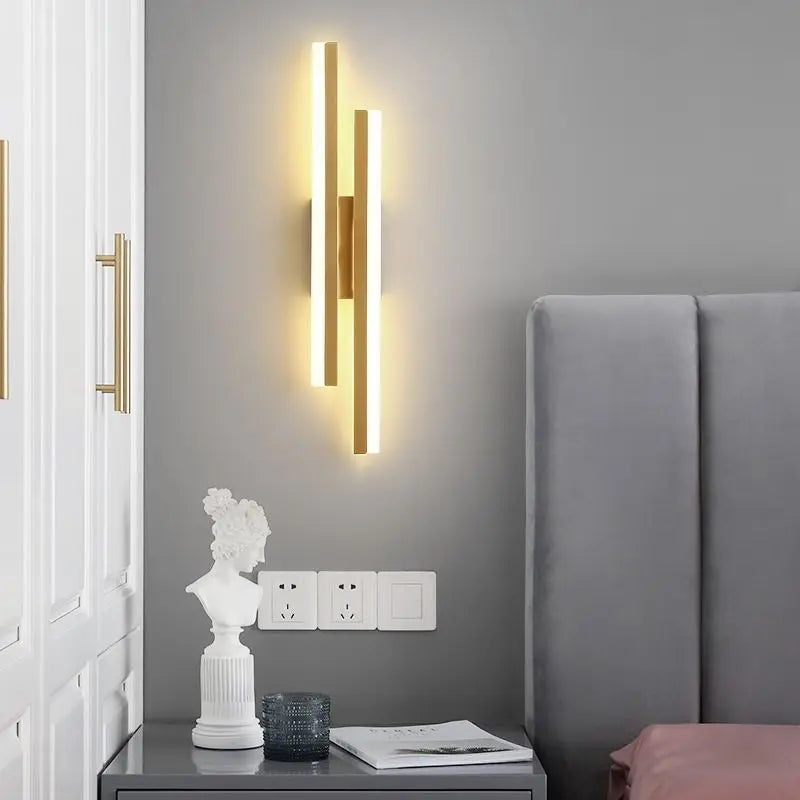 Modern Copper Pipe Acrylic LED Wall Sconce for Bedroom Living Room and Corridor