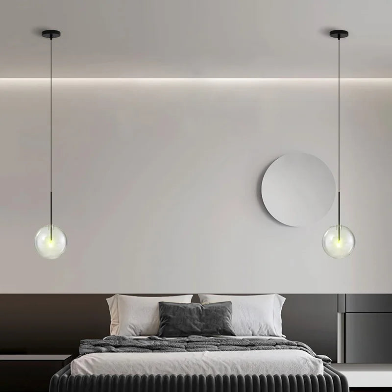 Nordic Modern Chandelier Pendant Lights Fixture Glass Ball Lampshade Bedroom Dining Room Hanging Lamp Restaurant Decor Lustre